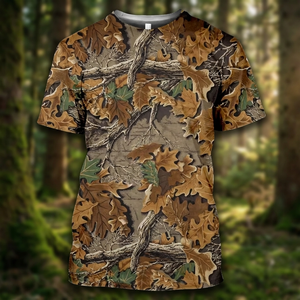 Camiseta de Camuflaje de Manga Corta para Hombre, Corte Regular, Cuello Redondo, Estampado, Transpirable, Tejido de Poliéster, Estilo Casual - Product Image 3