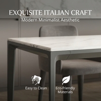 Table à manger carrée en marbre blanc, style minimaliste et luxueux - Durable, écologique, 4 places, meubles de salle à manger, pieds en métal pour la maison