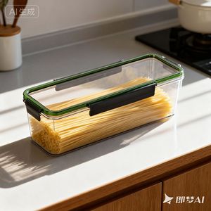Noodle Storage Box Rectangle Clip-On Lid Food Grade For Pasta Dried Noodles Grains Kitchen Organization Container - Product Image 4