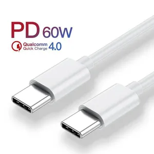 Cable de Carga Rápida USB C a C de 6 pies y 60W, Personalizado de Fábrica, Venta Caliente, para Auriculares, Material TPE - Product Image 1