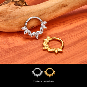 Bijoux de piercing corporel pour femmes : Anneaux de nez articulés, boucles d'oreilles tendance, en titane ASTM F136 et zircon, pour cartilage d'<span class=keywords><strong>oreille</strong></span>, tragus, hélix, <span class=keywords><strong>lobe</strong></span> - Product Image 4