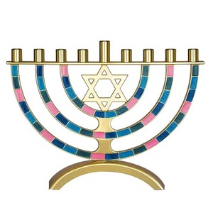 Ménorah juive à 9 branches colorée, <span class=keywords><strong>plusieurs</strong></span> types, Hanoucca - Product Image 1