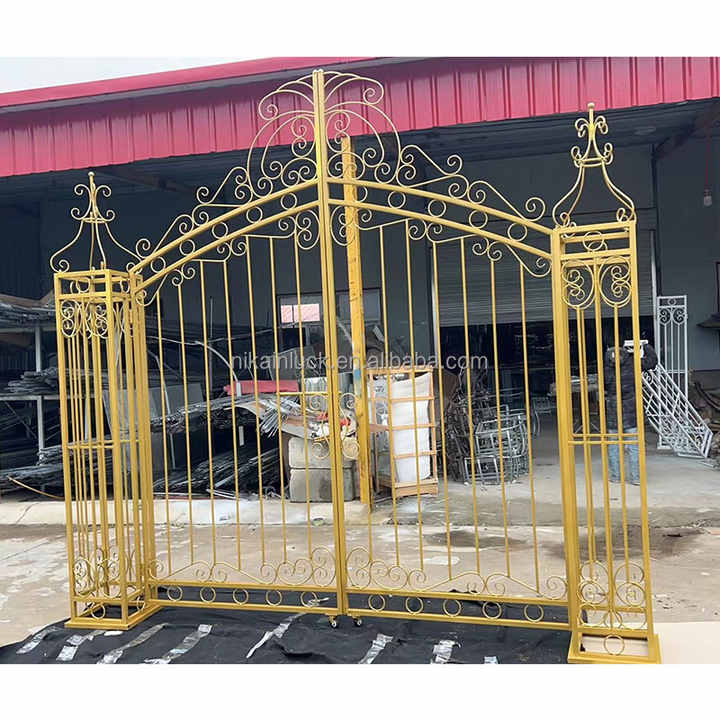Outdoor Garden Photography Backdrop Gate Wedding Decoration Gold Metal ...