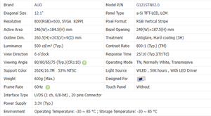 Módulo LCD AUO de 12.1 Pulgadas 4:3 800x600 WLED con Interfaz LVDS, Reemplazo Directo para Sistemas de Control Industrial Antiguos G121STN02.0 - Product Image 5