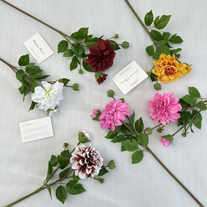 Fleurs artificielles Meiyu Craft, fleurs de dahlia en tissu de soie 3D, rose, décorations pour mariage et maison - Product Image 3
