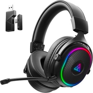 Casque de jeu sans fil EkSA 2,4 GHz, circum-auriculaire, avec éclairage RGB et microphone pour PS5, PC, PS4, Switch, mobile, Mac - Product Image 1