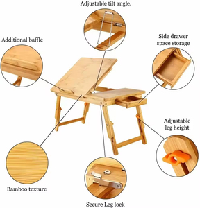 Table de <span class=keywords><strong>lit</strong></span> moderne en bambou <span class=keywords><strong>pour</strong></span> ordinateur portable avec design pliable réglable, finition laquée, rangement à un seul niveau <span class=keywords><strong>pour</strong></span> salon - Product Image 4