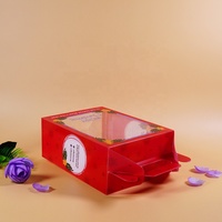 Caja de embalaje plegable de exhibición de lujo de plástico transparente personalizada, acetato transparente para Postres, materiales reciclados para Navidad