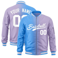 Veste bomber de baseball bleu dégradé personnalisée avec impression sur mesure, OEM POD, nom et numéro d'équipe personnalisés, haut pour homme