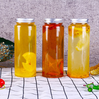 PET transparente 350ml/400ml/450mL/500ml taza de té con leche y jugo/botella de café frío con logotipo personalizado