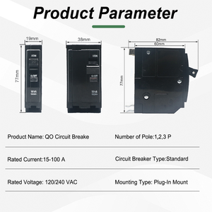 Mini disyuntor en miniatura de alta capacidad 10KA monofásico 1P 15A/100A Mcb enchufe negro con corriente nominal de plástico de cobre - Product Image 3