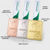Op maat gemaakte gepolijste vierkante zinklegering medaille goud zilver brons karate wedstrijd award voor vechtsport evenement souvenir prijs