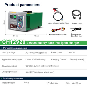 Cargador Inteligente SUNKKO CH12V20 125V 20A para Paquetes de Baterías de Litio Lifepo4 con Tecnología de Medición de Alta Precisión - Product Image 2