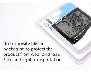 Chất lượng cao trong nhà LCD kỹ thuật số Nhiệt kế ẩm kế với màn hình lớn hộ gia đình nhựa độ ẩm màn hình với đồng hồ báo thức - Product Image 5