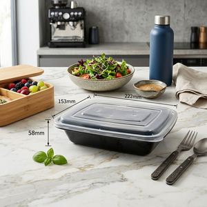 Contenants de stockage rectangulaires jetables en PP de 750 ml sans BPA, boîtes repas hermétiques, adaptées au congélateur pour la préparation des aliments - Product Image 2