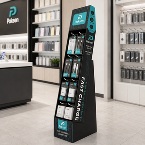 Support d'affichage en carton ondulé pour produits électroniques numériques, présentoir écologique avec impression de logo personnalisée pour les accessoires mobiles en magasin - Product Image 2