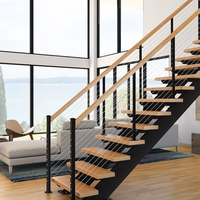 Kit d'escalier en forme de U en bois préfabriqué Prima Modern Single Stringer Escaliers droits d'intérieur durables pour appartements