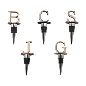 Christmas Wine <b>Stoppers</b> Metal <b>Bottle</b> <b>Stopper</b> Set Antique Bronze Lettered B C S J G Simple Style Gift Decor - Product Image 2