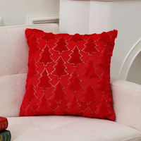 Nouvelle Housse de Coussin Broderie Arbre de Noël 3D en Peluche pour Canapé, Décoration de Noël pour Salon