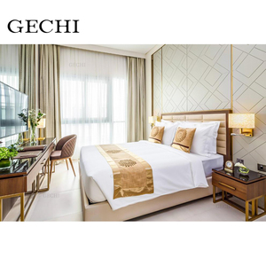 Muebles de habitación de hotel de lujo de <span class=keywords><strong>cinco</strong></span> estrellas Cama doble Dormitorio moderno de madera maciza o estilo de panel de apartamento - Product Image 1