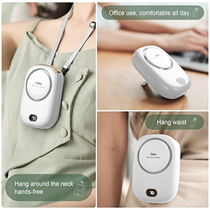 <b>Mini</b> Portable Handheld Hanging Neck <b>Fan</b> Bladeless Rechargeable Three-Speed Battery Powered Adjustable Display Outdoor Use - Product Image 5