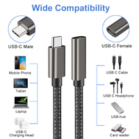 Câble d'extension USB 3.1 Gen2 10 Gbps Type C mâle vers femelle PD60W 3A à charge rapide, rallonge USB-C pour ordinateur portable, Switch, téléphone, SSD