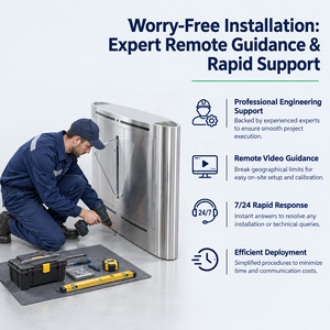 ประตูหมุนแบบ Flap Turnstile ทำจากสแตนเลส SUS304 พร้อมระบบจดจำใบหน้าและเครื่องอ่าน RFID เปิดเร็ว เหมาะสำหรับสนามบิน สำนักงาน และอาคาร - Product Image 6