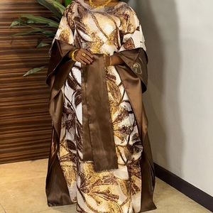 Túnica Larga Estampada de Talla Grande para Mujer Africana, Nuevo Estilo, Túnica Jacquard de Oriente Medio con Pañuelo para la Cabeza, a la Moda - Product Image 2