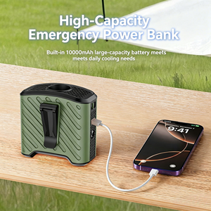 Ventilateur portable d'extérieur <span class=keywords><strong>3</strong></span> en 1, ventilateur de refroidissement portable, batterie externe, lumière LED, ventilateur rechargeable pour le camping, la pêche, les voyages d'été - Product Image 5