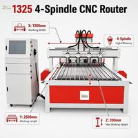 Routeur CNC bois 4 axes avec commande DSP, fraisage multi-têtes pour une production efficace et économique, broche 2,2 kW, zone de travail 1300x2500 mm
