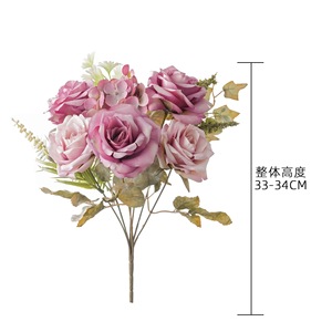 ช่อดอกกุหลาบประดิษฐ์ CallaFloral สีขาวและสีส้ม ทำจากโพลีเอสเตอร์ สำหรับตกแต่งภายในอาคาร จัดดอกไม้แบบถือได้ - Product Image 4