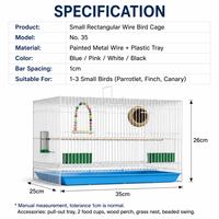 Petite cage à oiseaux rectangulaire en fil métallique avec plateau extractible 35x25x26cm, espacement des barres de 1cm pour perroquet, pinson, canari