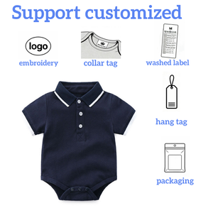 Body <span class=keywords><strong>per</strong></span> Neonato Maschio, Stile <span class=keywords><strong>Polo</strong></span> Estivo a Maniche Corte, Leggero, Tinta Unita, Personalizzabile - Product Image 2