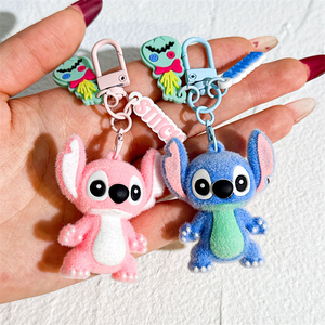 New Arrival Cartoon Lilo Stitches Flocking <strong>Keychain</strong> 3D Bag Key Decorative Pendant <strong>Custom</strong> 3D Key Ring Key Chain Gift - Product Image 5