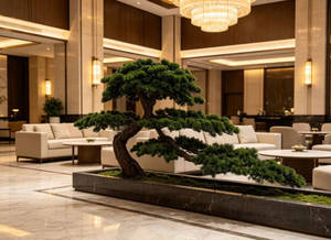Albero Artificiale - Pino Accogliente, Nuovo Stile Cinese per Esposizione in Hotel, Decorazioni con Piante Verdi per Scale e Interni - Product Image 2
