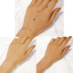 Precio de fábrica Pulsera de <span class=keywords><strong>Plata</strong></span> de Ley 925 Trébol de cuatro hojas Borla Anillo de dedo Pulsera CZ Pulseras de esclavo chapadas en oro <span class=keywords><strong>para</strong></span> regalo - Product Image 1