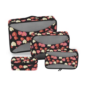 Hawaiian Anthurium Customized Polyester Zipper Compression Luggage Handhold <b>Packing</b> Cubes Portable Travel Duffle Bag Storage - Product Image 1