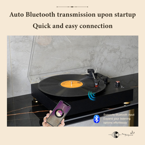 Máy hát đĩa than cổ điển Retro bằng gỗ 3 tốc độ tích hợp Bluetooth Hi-Fi với loa tích hợp, thích hợp làm quà Giáng sinh - Product Image 3