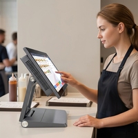Terminal de point de vente en alliage d'aluminium de qualité supérieure de 15,6 pouces, système Windows Intel I7, design pliable avec certificats CE/FCC/RoHS/DoC