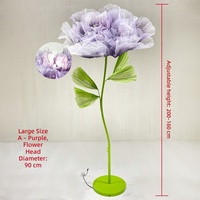 Fleurs de décoration de scène de mariage lumineuses à ouverture/fermeture automatiques Pivoine & Rose avec voile en gaze