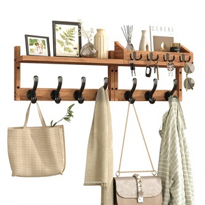 Perchero de Pared Moderno y Sostenible de Madera de 29 Pulgadas, 4 en 1, No Plegable, con 11 Ganchos y Porta Llaves para Almacenamiento en Sala de Estar o Dormitorio - Product Image 1