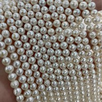 Perles d'eau douce naturelles à fort lustre, 6-7 mm, presque rondes, en vrac, nukleées, pour la fabrication de colliers et bijoux DIY