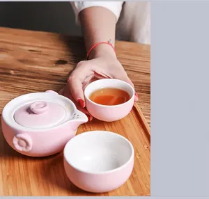 Kingze logotipo personalizado Mini <span class=keywords><strong>Kungfu</strong></span> juego de té de cerámica tetera de porcelana portátil para café y té de viaje - Product Image 2