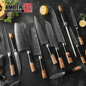 Hot bán chuyên nghiệp 9 inch Gyuto nhựa gỗ xử lý 67 lớp VG10 Damascus thép đầu bếp dao - Product Image 5