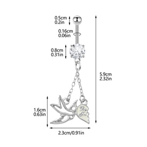 Mode acier inoxydable multicolore multi-style Zircon nombril anneau femme <span class=keywords><strong>sens</strong></span> papillon ventre Piercing ongles décoratifs - Product Image 3