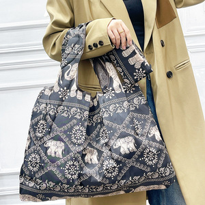 Large <b>Foldable</b> Shopping <b>Bag</b> Waterproof Elephant Pattern Grocery <b>Bag</b> Portable Reusable Supermarket Tote <b>Bag</b> - Product Image 1