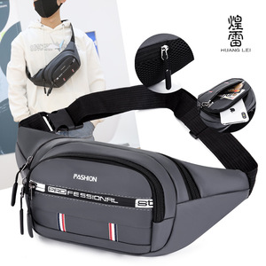 Huang Lei Waist Bag Unisex Waterproof PU Leather Multiple Pockets Outdoor Travel Fashion Professional Style - Product Image 1