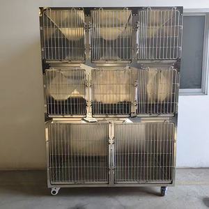 獣医用ステンレス製犬用ケージ（クリニック、小動物、鳥類用）シンプルスタイル、ソリッドパターン、鉄製、金属製、器具付き - Product Image 2
