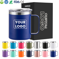 Tumbler Vakum Dinding Ganda Stainless Steel 12Oz yang Dapat Disesuaikan, Mug Kopi, Mug Bir, Mug Termal untuk Berkemah dengan Gagang