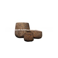 Pot de fleurs rond en ciment de style européen, grande taille, résistant à la corrosion, personnalisé en usine, pour projets hôteliers, utilisation intérieure et extérieure